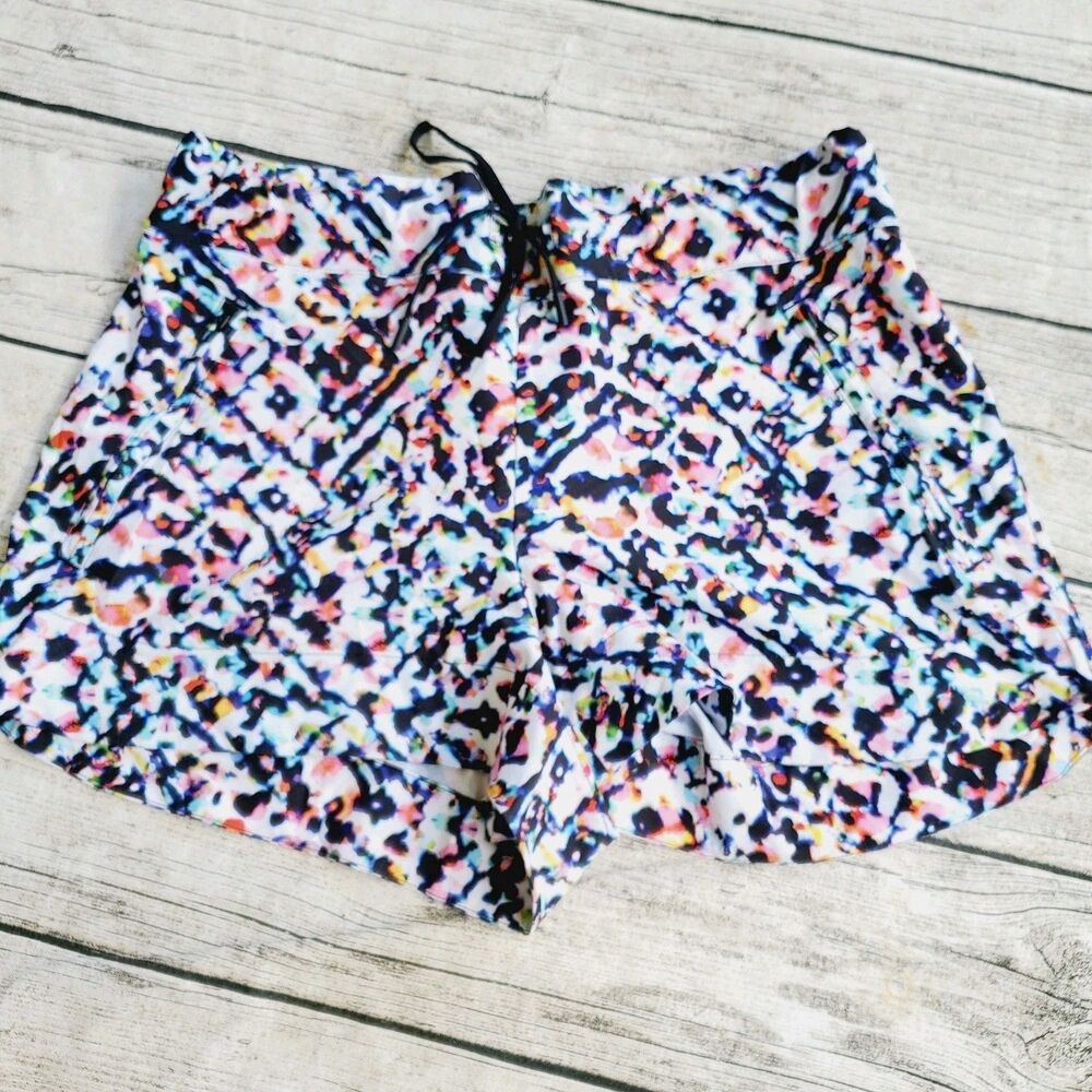 Athleta Shorts Abstract Print Multicolored Polyester Spandex Women's Size 12